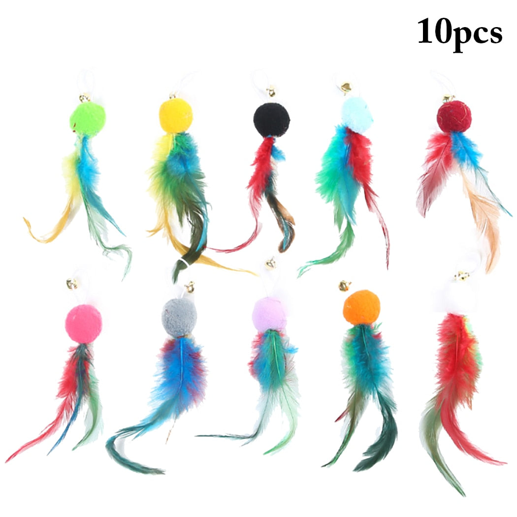 10Pcs Colorful Feather Cat Toys