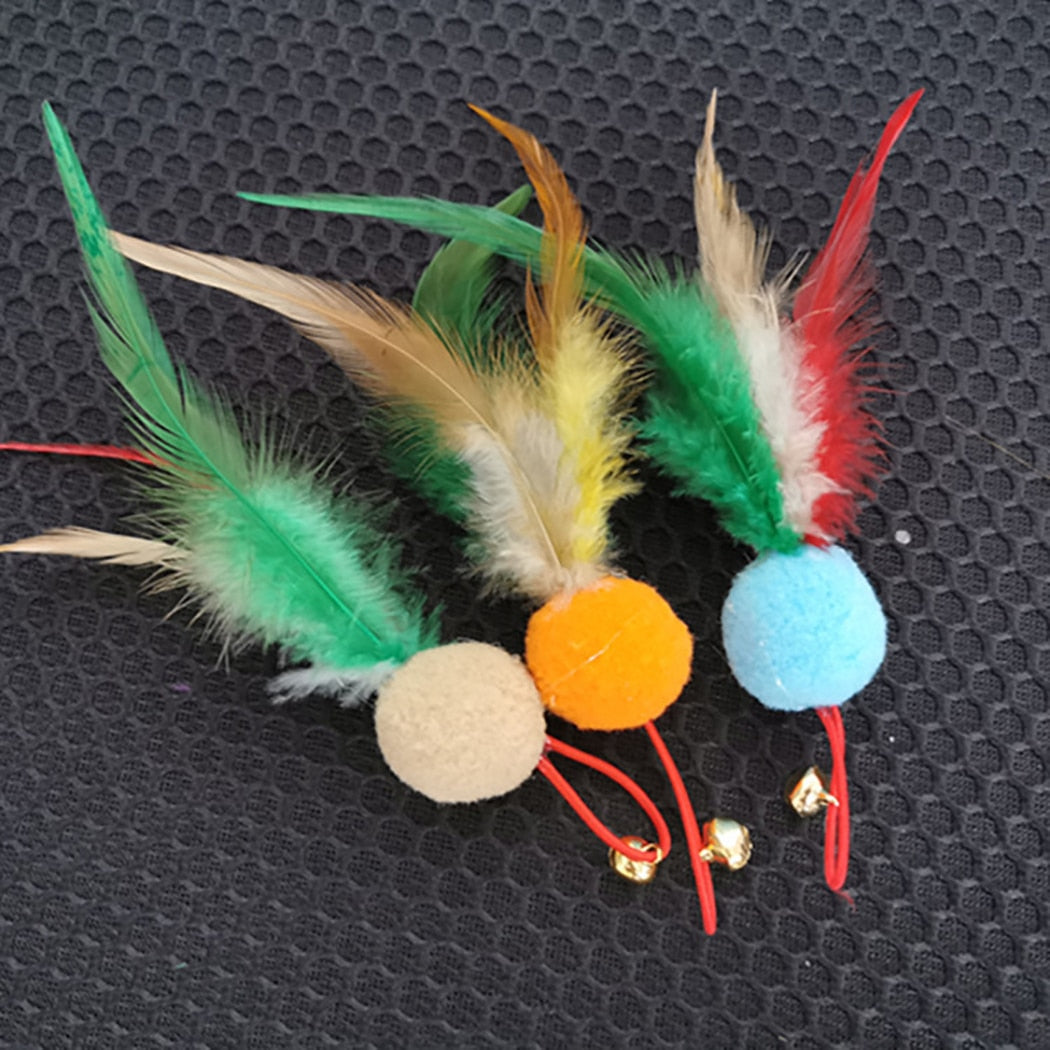 10Pcs Colorful Feather Cat Toys